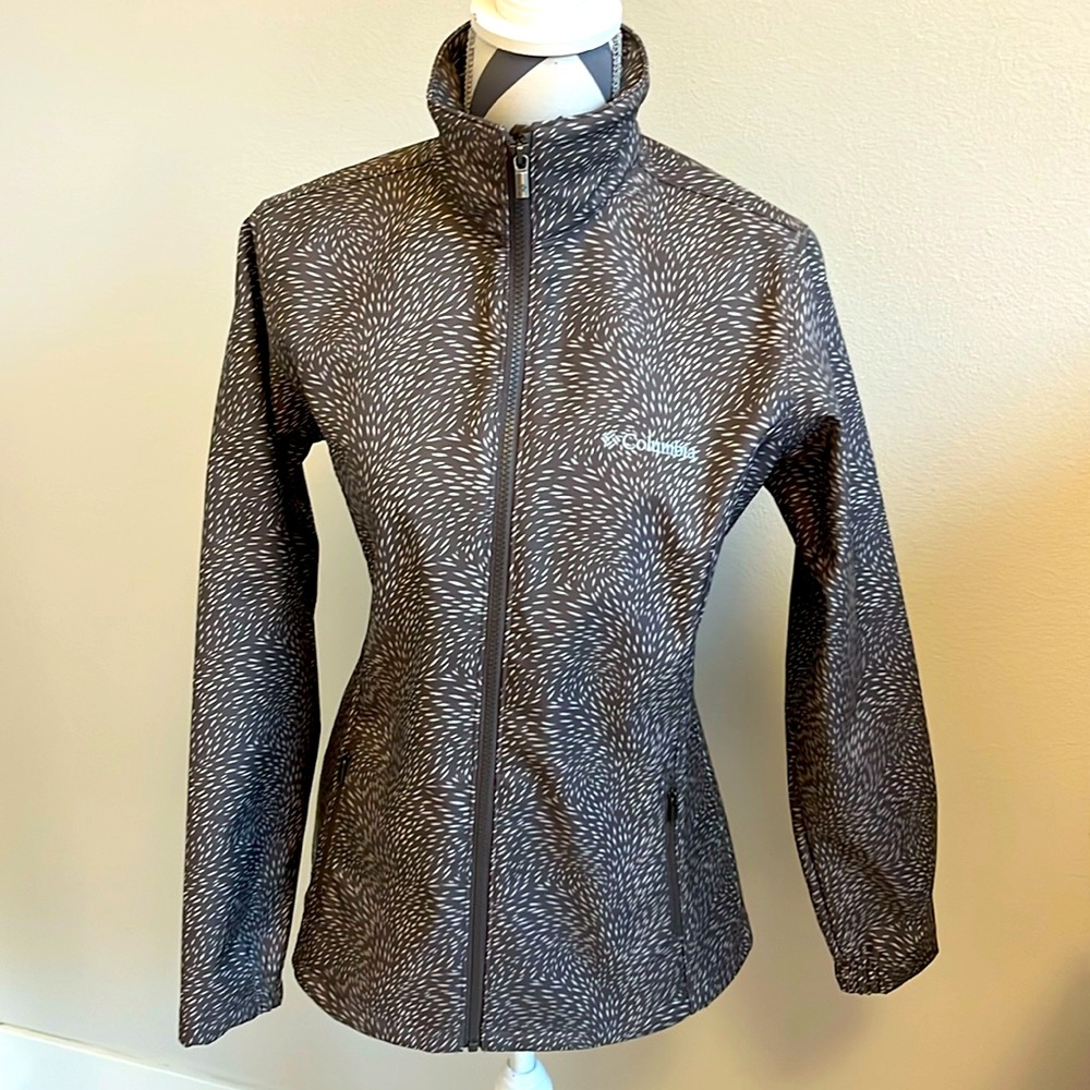 EUC Columbia Grey Rain Jacket- fleece lined- size small